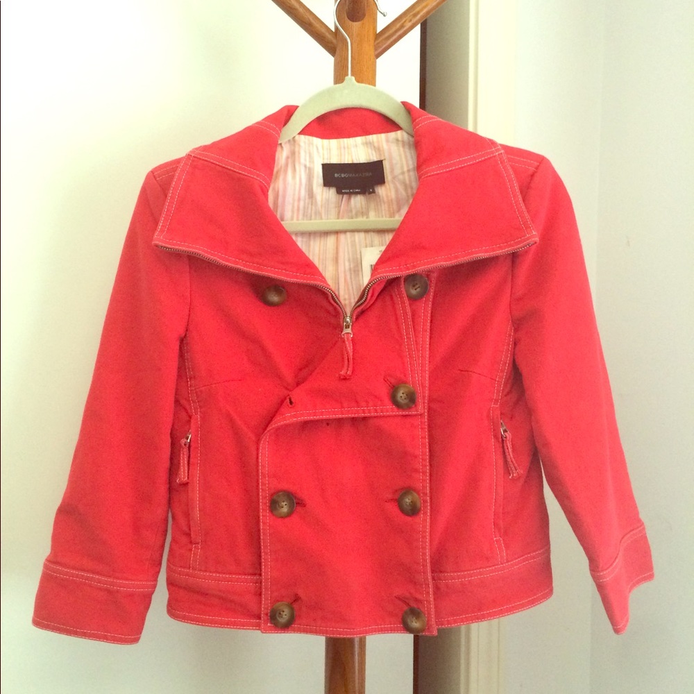 BCBG Max Azria Double Breasted Canvas Coat
